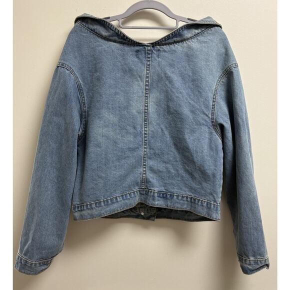 Fate by LFD Women’s Denim Jean Jacket Light Blue Button Front Size Large - Picture 2 of 4